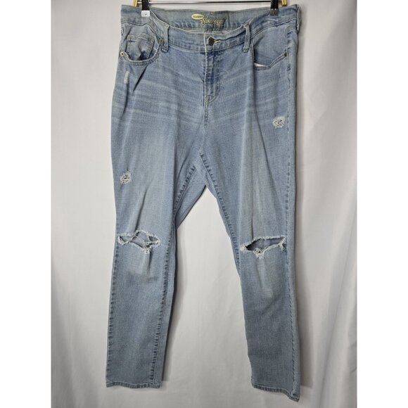 OLD NAVY THE SWEETHEART JEANS Distressed Light Wash Size 14 Regular - Picture 1 of 8